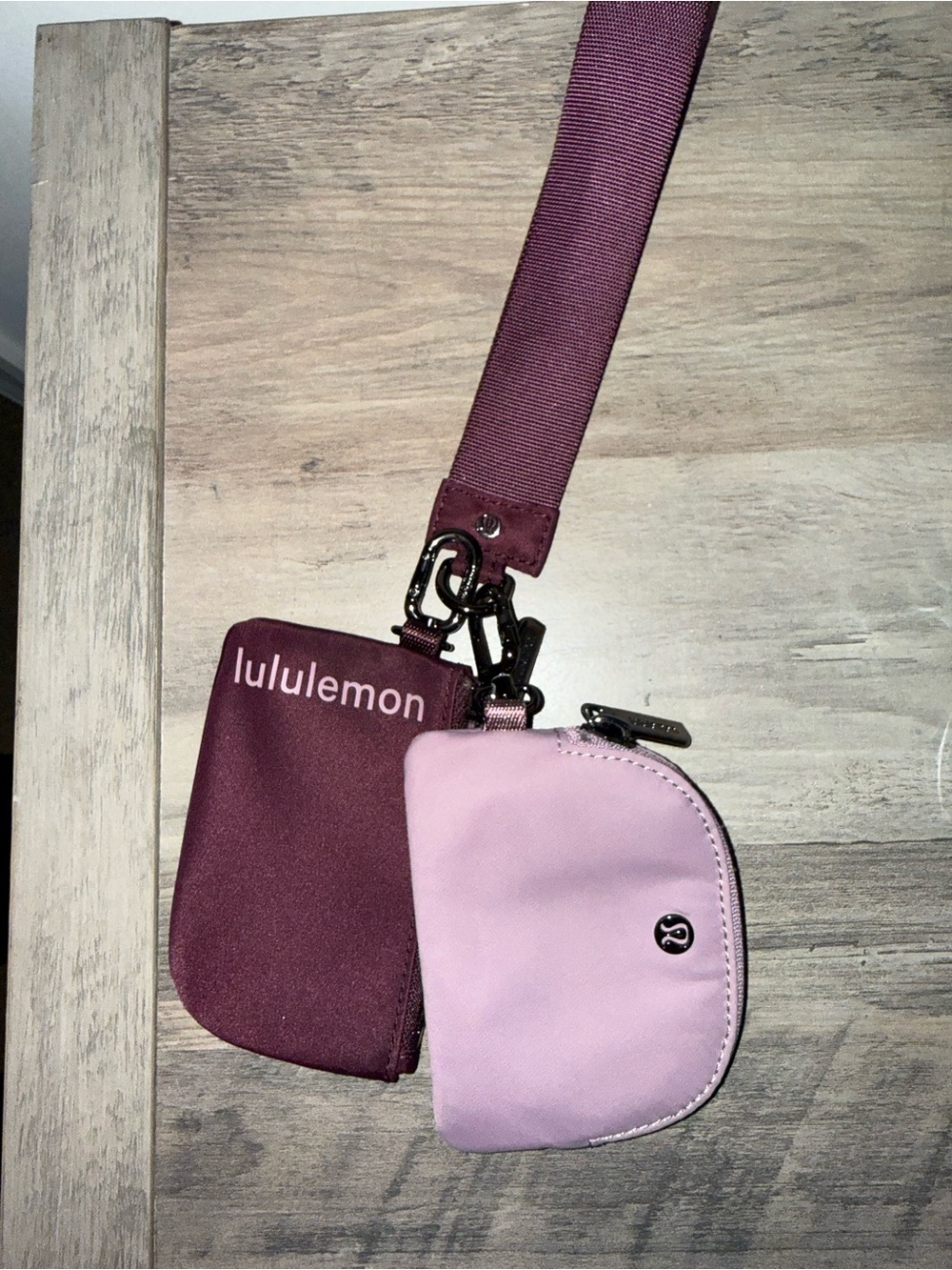 Lululemon Dual Pouch Wristlet Lavender Lux and Goodnight Plum